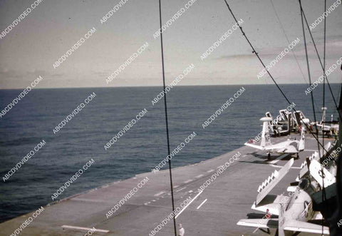 circa 1956 U.S. Naval flight deck operations aircraft carrier USS Shangri-La jets & equipment 35m-16464