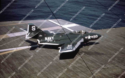 circa 1956 U.S. Naval flight deck operations aircraft carrier USS Shangri-La jets & equipment 35m-16465