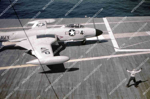 circa 1956 U.S. Naval flight deck operations aircraft carrier USS Shangri-La jets & equipment 35m-16467