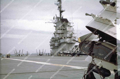 circa 1956 U.S. Naval flight deck operations aircraft carrier USS Shangri-La jets & equipment 35m-16468