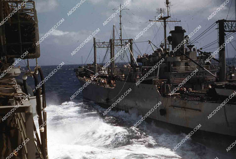 circa 1956 U.S. Naval support vessels viewed from deck aircraft carrier USS Shangri-La 35m-16480