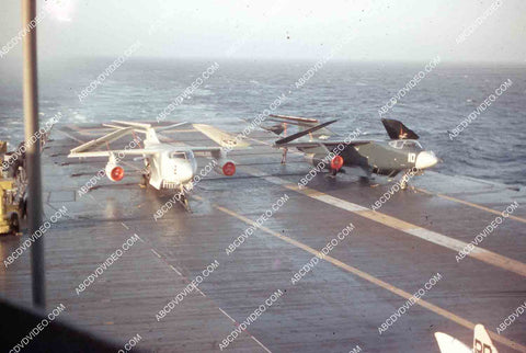 circa 1956 U.S. Naval flight deck operations aircraft carrier USS Shangri-La jets & equipment 35m-16481