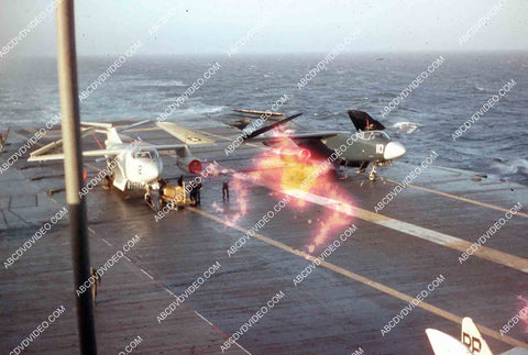 circa 1956 U.S. Naval flight deck operations aircraft carrier USS Shangri-La jets & equipment 35m-16482