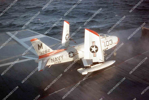 circa 1956 U.S. Naval flight deck operations aircraft carrier USS Shangri-La jets & equipment 35m-16484
