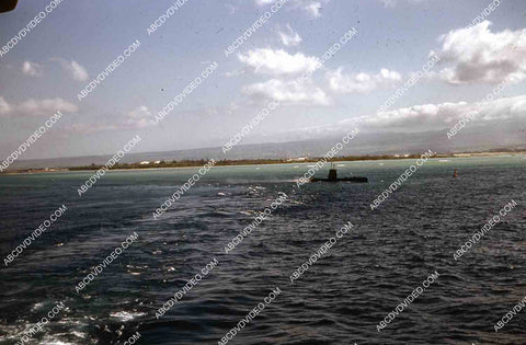 circa 1956 view of Hawaii from the deck of aircraft carrier USS Shangri-La w cool mini submarine 35m-16493