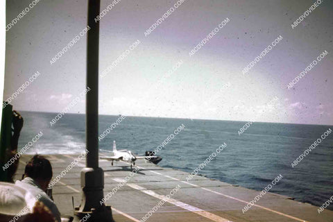 circa 1956 U.S. Naval flight deck operations aircraft carrier USS Shangri-La jets & equipment 35m-16514