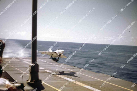 circa 1956 U.S. Naval flight deck operations aircraft carrier USS Shangri-La jets & equipment 35m-16516