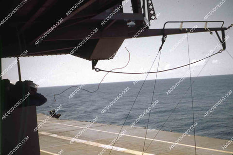circa 1956 U.S. Naval flight deck operations aircraft carrier USS Shangri-La jets & equipment 35m-16518