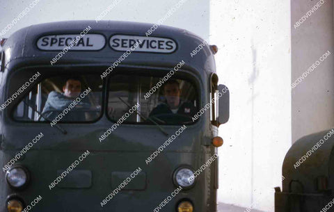 circa 1956 U.S. sailor at San Diego Naval Base driving the bus 35m-16568