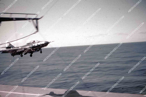 circa 1956 U.S. Naval flight deck operations aircraft carrier USS Shangri-La jets & equipment 35m-16583