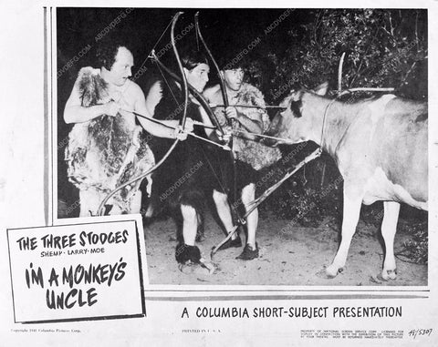 Three Stooges Moe Larry Shemp lobby card I'm a Monkeys Uncle 3611-27