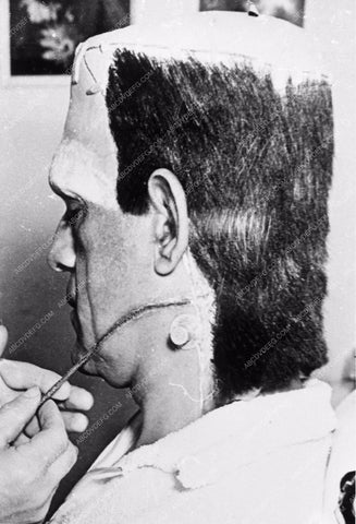 Boris Karloff Jack Pierce doing makup Son of Frankenstein 3725-05