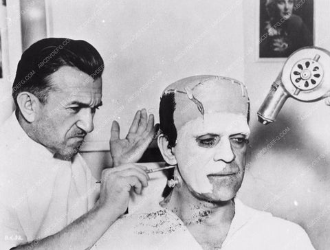 Boris Karloff Jack Pierce doing makeup Son of Frankenstein 3725-10