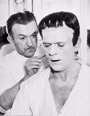 Boris Karloff Jack Pierce doing makeup Son of Frankenstein 3725-13