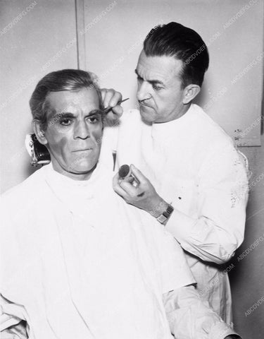 Boris Karloff Jack Pierce doing makeup Night Key 3725-24