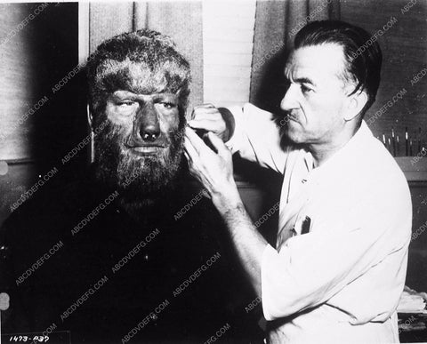 Lon Chaney Jr. makeup session Jack Pierce horror film House of Dracula 3727-04