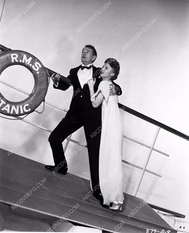 Clifton Webb Barbara Stanwyck on deck set film Titanic 3743-03