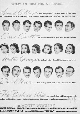 ad slick Cary Grant Loretta Young David Niven film The Bishop's Wife 3746-01