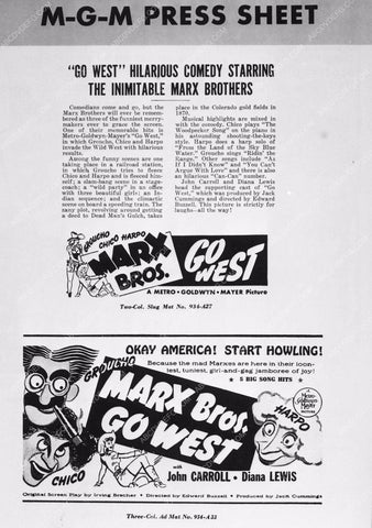 MGM press sheet film Go West The Marx Brothers 3774-05