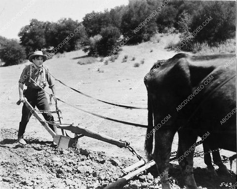 Harry Carey plowing the field silent film The Flaming Forties 3839-16