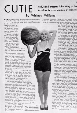 magazine article about the cuteness of Toby Wing in bathing suit 4411-36