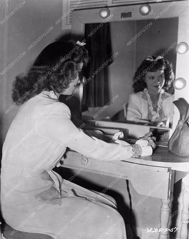 candid Shirley Temple at her makeup table mirror shot 4439-22
