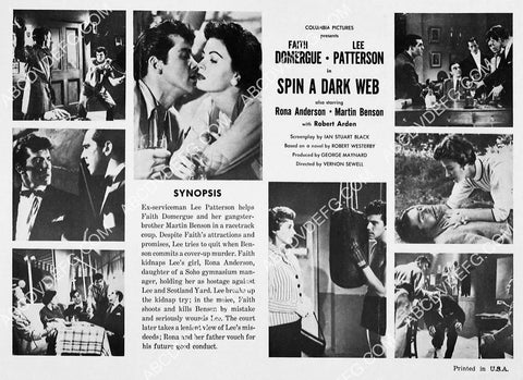 ad slick Faith Domergue Lee Patterson film Spin a Dark Web 4513-01