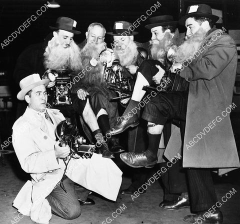 Artie Auerbach Mr Kitzel greeted by photographers in beards and garters in NYC 4513-21