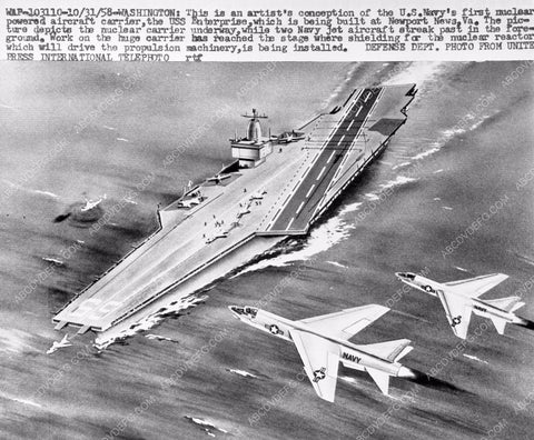 news photo rendition of first U.S.S. Naval Aircraft Carrier The Enterprise 45bx03-104