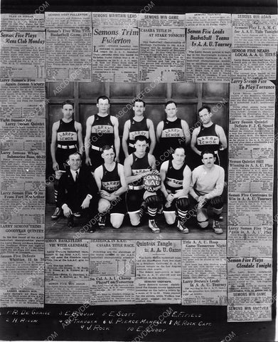 Jack Pierce Larry Semon basketball team w roster and newspaper reviews 5622-21
