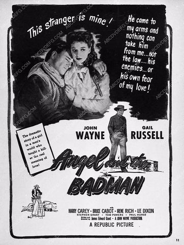 ad slick John Wayne Gail Russell film Angel and the Bad Man 5756-36