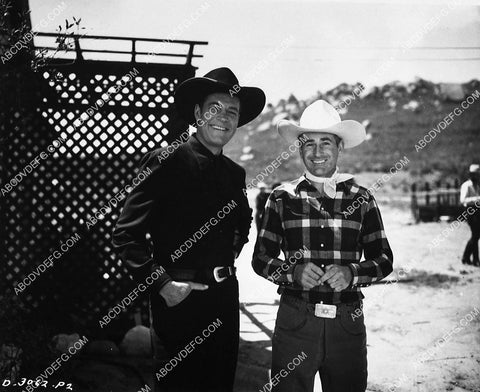 candid Charles Starrett and Monte Montana on location 6428-18