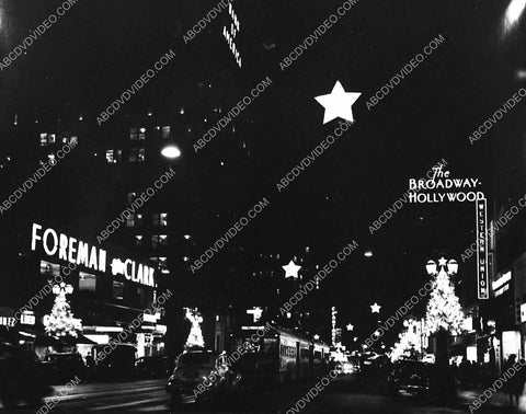 historic Los Angeles Hollywood Blvd at night at Christmas Time 6482-05