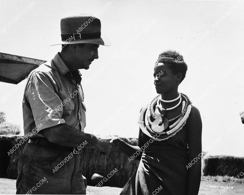 Robert Taylor meets the locals on location film Killers of Kilimanjaro 6640-06