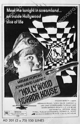 ad slick John David Garfield film Hollywood Horror House 6696-18