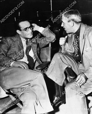 candid Harold Lloyd talking on set w friend 6766-36