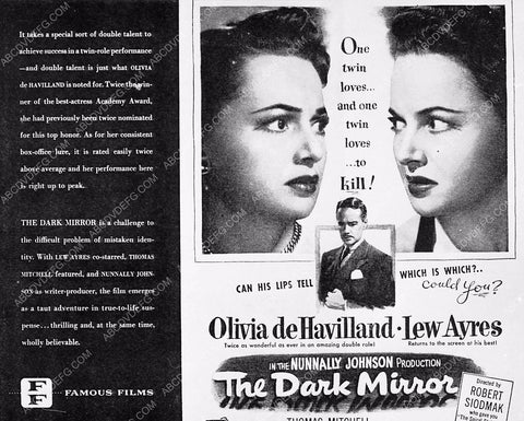 ad slick Olivia de Havilland film The Dark Mirror 6832-01