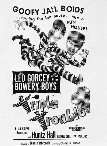 ad slick Leo Gorcey, Huntz Hall Bowery Boys film Triple Trouble 7019-002