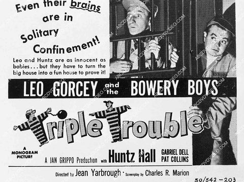 ad slick Leo Gorcey, Huntz Hall Bowery Boys film Triple Trouble 7019-003