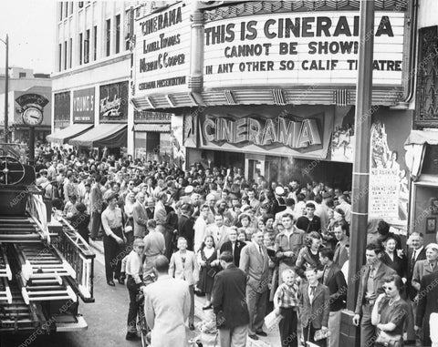 cool Theater display for grand opening This Is Cinerama w crowds waiting 7033-25