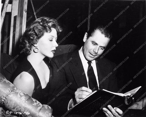 Gloria Grahame Glenn Ford behind the scenes going over script 7173-27
