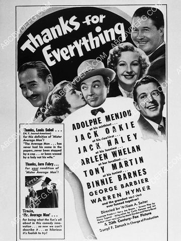 ad slick Adolphe Menjou Jack Oakie film Thanks for Everything 7388-06