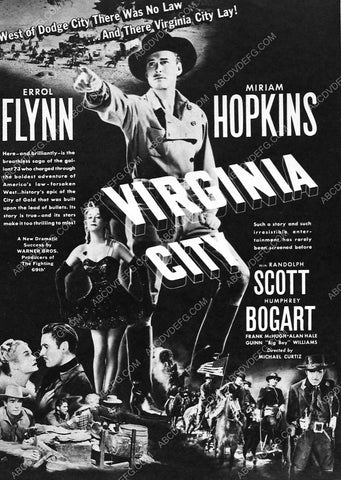 ad slick Errol Flynn Miriam Hopkins film Virginia City 7561-04