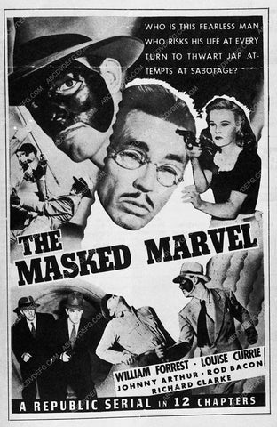 ad slick William Forrest Louise Currie serial film The Masked Marvel 7675-31