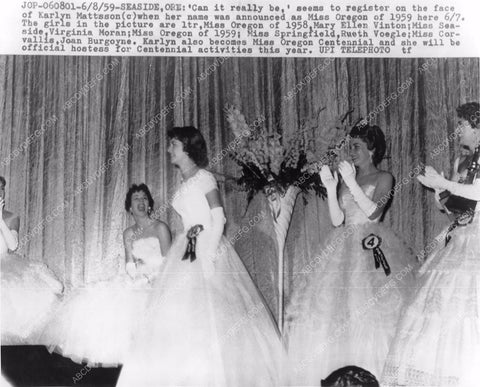 Miss Oregon 1959 Karlyn Mattsson on news of announcement 81bx01-104