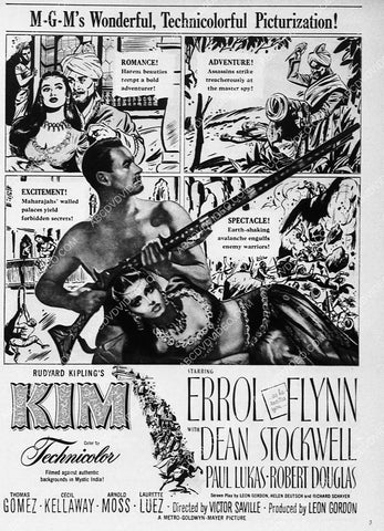 ad slick Errol Flynn film Kim 8484-36