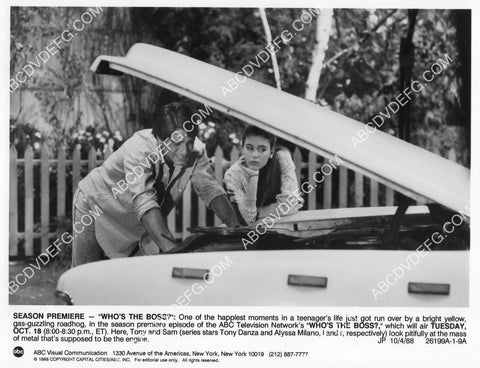 Tony Danza Alyssa Milano working on the car TV Who's the Boss 8B11-070