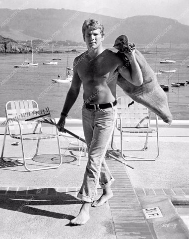 hunky shirtless Ryan O'Neal leaves TV Peyton Place 8b6-471