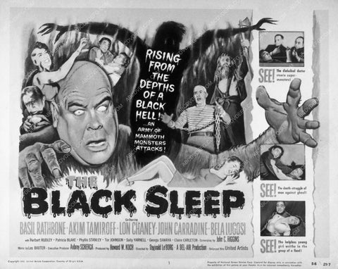 ad slick Basil Rathbone Bela Lagosi The Black Sleep 9900-12