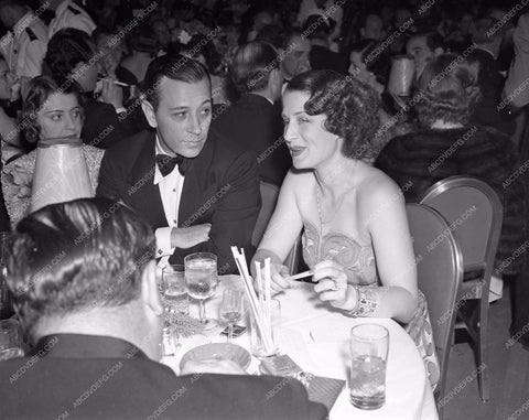 1939 Oscars George Raft Norma Shearer at the dinner table aa1939-02</br>Los Angeles Newspaper press pit reprints from original 4x5 negatives for Academy Awards.